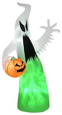 Produktbild von HOMCOM Aufblasendes Spuk Gespenst Halloween Dekoration LED beleuchtet Weiß