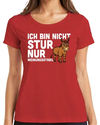 Zdjęcie produktu dla Nie uparty tylko uparty śmieszne powiedzenie osioł humor prezent koszulka damska, czerwony, 3XL