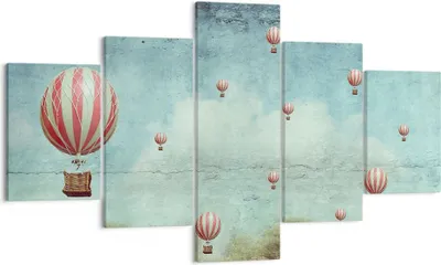 Produktbild von Bild auf Leinwand - Leinwandbild - Baloons Phantasie Illustration Fantasie - 125x70cm - Wand Bild - Wanddeko - Leinwanddruck - Bilder - Kunstdruck - Leinwand bilder - Wandkunst - EA125x70-3065