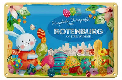 Produktbild von Blechschild Ostern Ostergrüße 30x20cm ROTENBURG AN DER WÜMME