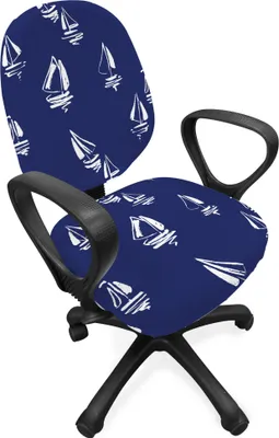 Produktbild von ABAKUHAUS Navy blau Bürostuhl Schonbezug, Segelyacht Doodle, dekorative Schutzhülle aus Stretchgewebe, Dunkelblau Weiß