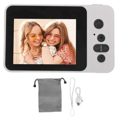Productafbeelding van Digitale camera met 1080P-resolutie en 12 megapixels, dubbele lens, 6,1 cm (2,4 inch) display, automatische scherpstelling, compact formaat, ideaal voor selfies en fotografie, wit