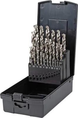 Produktbild von STIER Spiralbohrer Set HSS-Co5 / HSS-E, 25-teilig, Premium Metallbohrer Satz, Stahlbohrer Satz, geschliffen, zylinderischer Schaft, Cobalt Gehalt von 5%, DIN 338, Typ N
