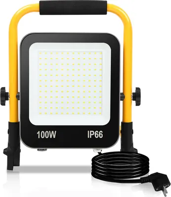 Obrázok produktu pre Hengda LED stavebný reflektor 100W 8000LM Studené biele pracovné svetlo LED reflektor Reflektor so statívom