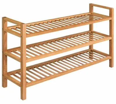 Produktbild von Schuhregal - Schuhablage mit 3 Ebenen - Massivholz Eiche - 100x27x60 cm - Freistehend - Braun