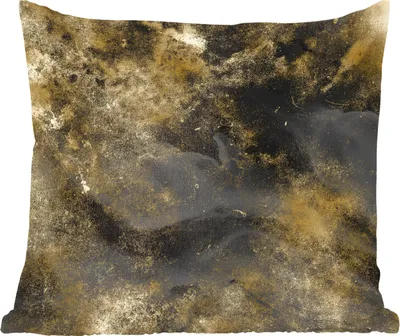 Produktbild von MuchoWow® Zierkissen Sofakissen Wohnzimmer Dekokissen 50x50 cm Abstrakt - Gold - Schwarz - Komfort - Sofakissen