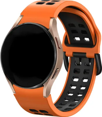 Produktbild von Strap-it Samsung Galaxy Watch 6 - 40mm Squared Sport Armband (Orange/Schwarz)