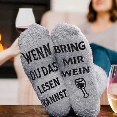 Produktbild von 2 Paare "Wenn du das lesen kannst" Socken, lustiger Spruch, Gr.36-42, A0208 2x Wein