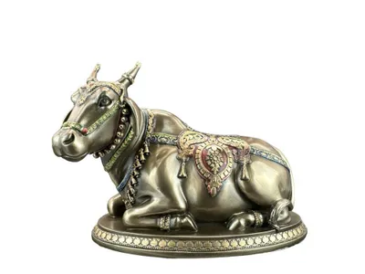 Zdjęcie produktu dla Figura byka Nandi, symbol Shivy, WU76782A4, posąg Nandi, hinduizm, Indie, dekoracja, święta figura Nandi, Veronese