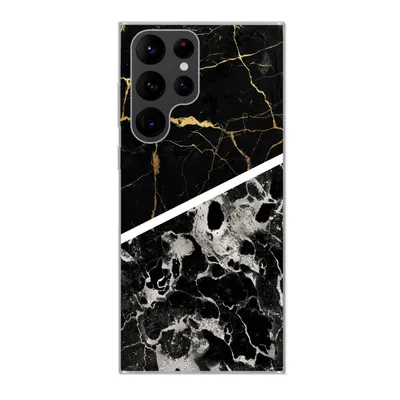 Produktbild von MuchoWow® Handyhülle Schutzhülle Hülle für Samsung Galaxy S22 Ultra Marmor - Gold - Luxus Silikon Softcase Handy Hülle - Abbildung