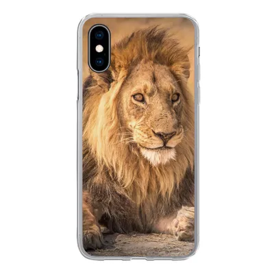 Produktbild von MuchoWow® Handyhülle Schutzhülle Hülle für iPhone X Löwe - Nahaufnahme - Savanne Silikon Softcase Handy Hülle - Handyhülle