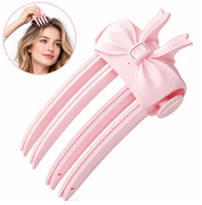 Produktbild von Volumen-Haarclip, elektrischer Ansatz-Volumenstyler für Pony und Haaransatz, 2 Heizstufen, PI-Heizfolie, 4-Zinken-Design, USB-C, Pink