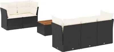 Produktbild von vidaXL 6-tlg. Garten-Sofagarnitur mit Kissen Schwarz Poly Rattan