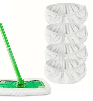 Obrázek produktu pro Opakovaně použitelné hadříky kompatibilní se systémem Swiffer Sweeper, náhradní balení mikrovláknových hadříků na podlahu, 4 kusy, vhodné pro čištění dřevěných podlah, barva: bílá