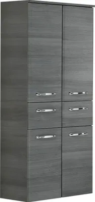 Image de Midischrank >Abelica II< in Graphit Struktur aus Glas - 60x141x33cm (BxHxT)