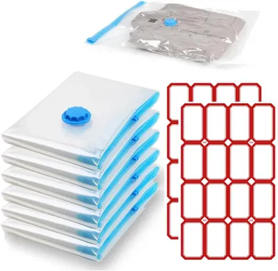Produktbild von Wiederverwendbare Vakuumbeutel – Set mit 6 Stück – Vakuumbeutel mit Handpumpe – Vakuumbeutel für Reisen