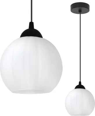 Image de Suspension COSTA Noir 1 ampoule Blanc Boule E27
