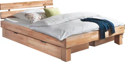 Produktbild von Futonbett Bett Judith Kernbuche Massiv geölt 180x200cm inkl. Bettkastensets