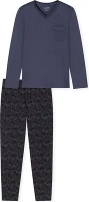 Produktbild von Schiesser Pyjama dunkelblau mit V-Ausschnitt
