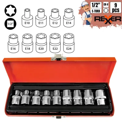 Zdjęcie produktu dla Nasadki 1/2' E-TORX zestaw E10≈E24 CrV walizka REXXER PortSochaczew