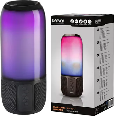 Zdjęcie produktu dla Denver BTL-324, 5 W, Przewodowy i Bezprzewodowy, Przenośny głośnik stereo, Wielobarwny, Odtwarzacz MP3, Wbudowana bateria