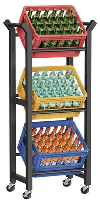 Getränkekistenregal für 3 Kisten, 75 kg pro Boden, schwarz, 58x32x130 cm
