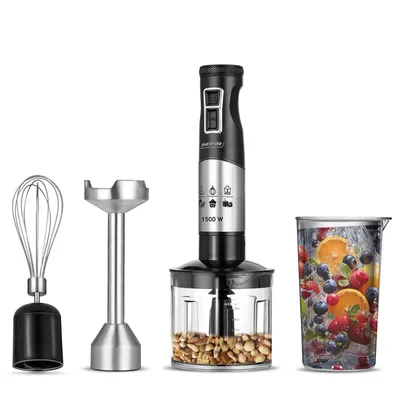 Produktbild von Stabmixer - leistungsstarkes Set 1500W tragbar schwarz/grau Edelstahl MPM MBL-34M