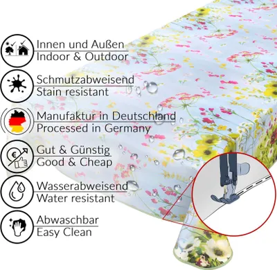Produktbild von Tischdecke Wachstuch Blumen Grün Robust Wasserabweisend Breite 140 cm Länge 160 cm