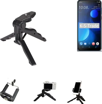 Produktbild von K-S-Trade Stativ Tisch-Ständer Dreibein Handy-Stativ Ständer kompatibel mit HTC Desire 19 Plus Mini-Stativ Smartphone Tripod Handy-Stativ aus