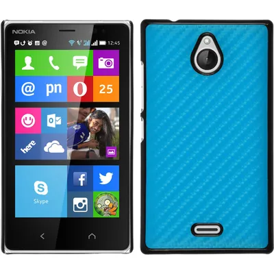 Produktbild von PhoneNatic Case kompatibel mit  Nokia X2 - Hülle blau Carbonoptik Hard-case + 2 Schutzfolien