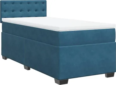 Produktbild von vidaXL Boxspringbett mit Matratze Dunkelblau 90x190 cm Samt