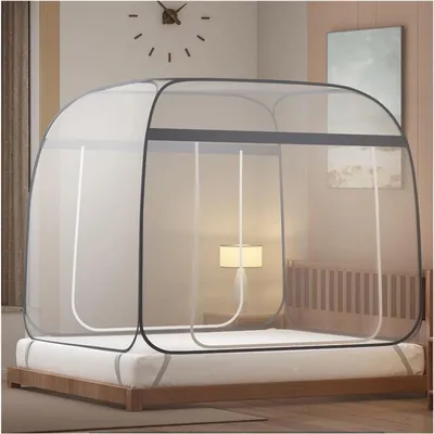 Image de Lit d'enfant Klamboe - Moustiquaire pour lit - Protection contre les insectes - Sans installation - 2,0 x 2,2 m - Blanc