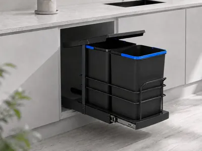 Produktbild von Roomart Einbau-Mülleimer Küche ausziehbar 2×12 L, Schwarz