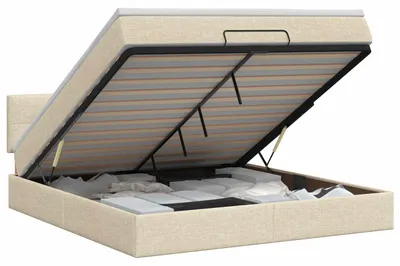 Immagine prodotto di Letto regolabile in altezza con materasso e testiera, colore crema, dimensioni 140 x 190 cm, tessuto