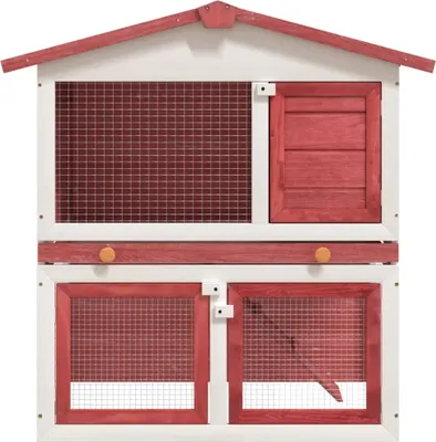 Image de vidaXL Clapier à lapins 3 portes Rouge Bois