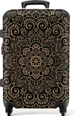 Produktbild von NoBoringSuitcases.com® Großer Koffer - Mandala - Gold - Muster - Schwarz - Kombinationsschloss TSA - Hartschalen Trolley 4 Rollen - 72 liter - Reisekoffer - 66 cmKoffer Mittelgroß 67x43x25 cm, 72L,