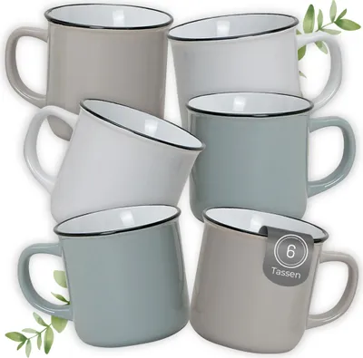 Produktbild von Kaffeetassen Set Natur, 6er Set Keramik-Tassen, für 300 ml