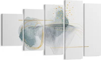 Produktbild von Bild auf Leinwand - Leinwandbild - 5 Teile - Aquarell Flecken Gold - 100x60cm - Wand Bild - Wanddeko - Wandbilder - Leinwanddruck - Bilder - Wanddekoration - Leinwand bilder - Wandbild - EG100x60-4830