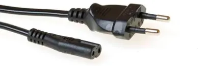 Image de Câble d'alimentation ACT prise euro - prise C7 noire 2 m, 2 m, CEE7/16, coupleur C7, 250 V, 2.5 A
