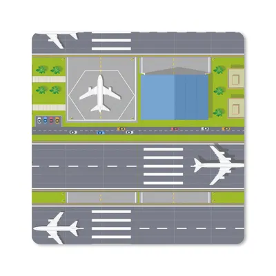 Produktbild von MuchoWow® Mauspad Mousepad Design - Flughafen - Flugzeug 20x20 cm - Mousepads - Maus Mat - Pad - Mausunterlage - Desk Mat - Bureauartikeln