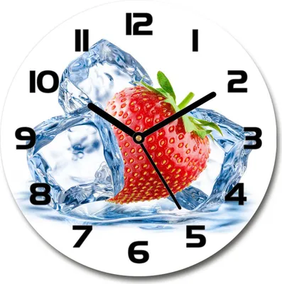 Produktbild von Wanduhr aus Glas 30fi Glasbild Glasuhr Gehärtetes Glas - schwarze-zeiger - Strawberry with ice