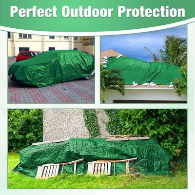 Immagine prodotto di Telo di copertura in tessuto 4 x 4 m con 18 m di corda - copertura protettiva con occhielli, impermeabile, 120 g/m², verde
