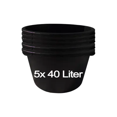 Image de 5 pcs. 40 litres Seau à mortier Seau de construction Seau à mortier Seau à crépi Seau de maçon Seau Caisse à plantes