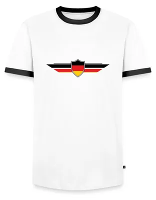 Produktbild von Spreadshirt Deutschland Fußball Fanlook Wappen Männer Kontrast T-Shirt, M, Weiß/Schwarz