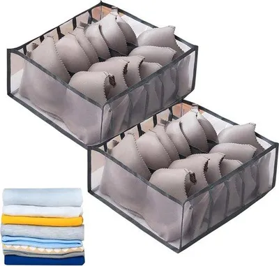 Zdjęcie produktu dla Jasnoszary organizer z tkaniny na bieliznę i akcesoria
