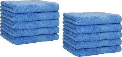 Produktbild von Unyqoos® Premium Gästehandtuch-Set 10er – Baumwoll‑Frottee 30 x 50 cm, hellblau, weiche Gesichts- & Handtücher, saugfähig und pflegeleicht