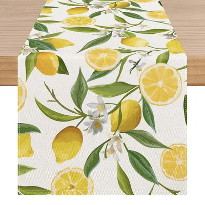 Imagen del producto de Cortina de cocina con motivos de limones, 40 x 140 cm, lavable