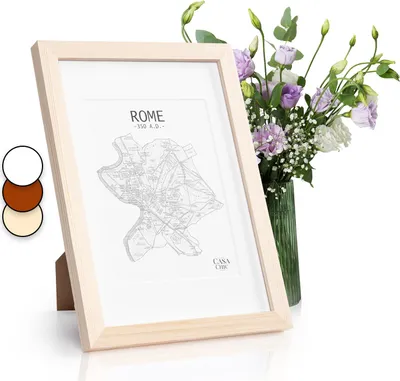 Image de Casa Chic cadre photo 28x20cm, cadre photo pour dessins d'enfants, documents & photos, cadre photo en bois avec verre, cadre photo en format portrait ou paysage, cadre photo en bois véritable avec passe-partout