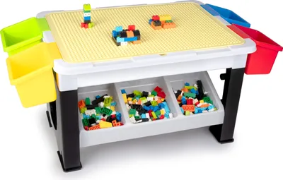 Produktbild von Eddy Toys 300-teiliges Set Spielzeug - Spieltisch: 48 x 35 x 31 cm - 291 Klemmbausteine - Aufbewahrung - Kunststoff