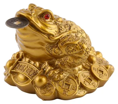 Feng-Shui-Geldkikker aus Harz, gold, 6,5x6x5 cm